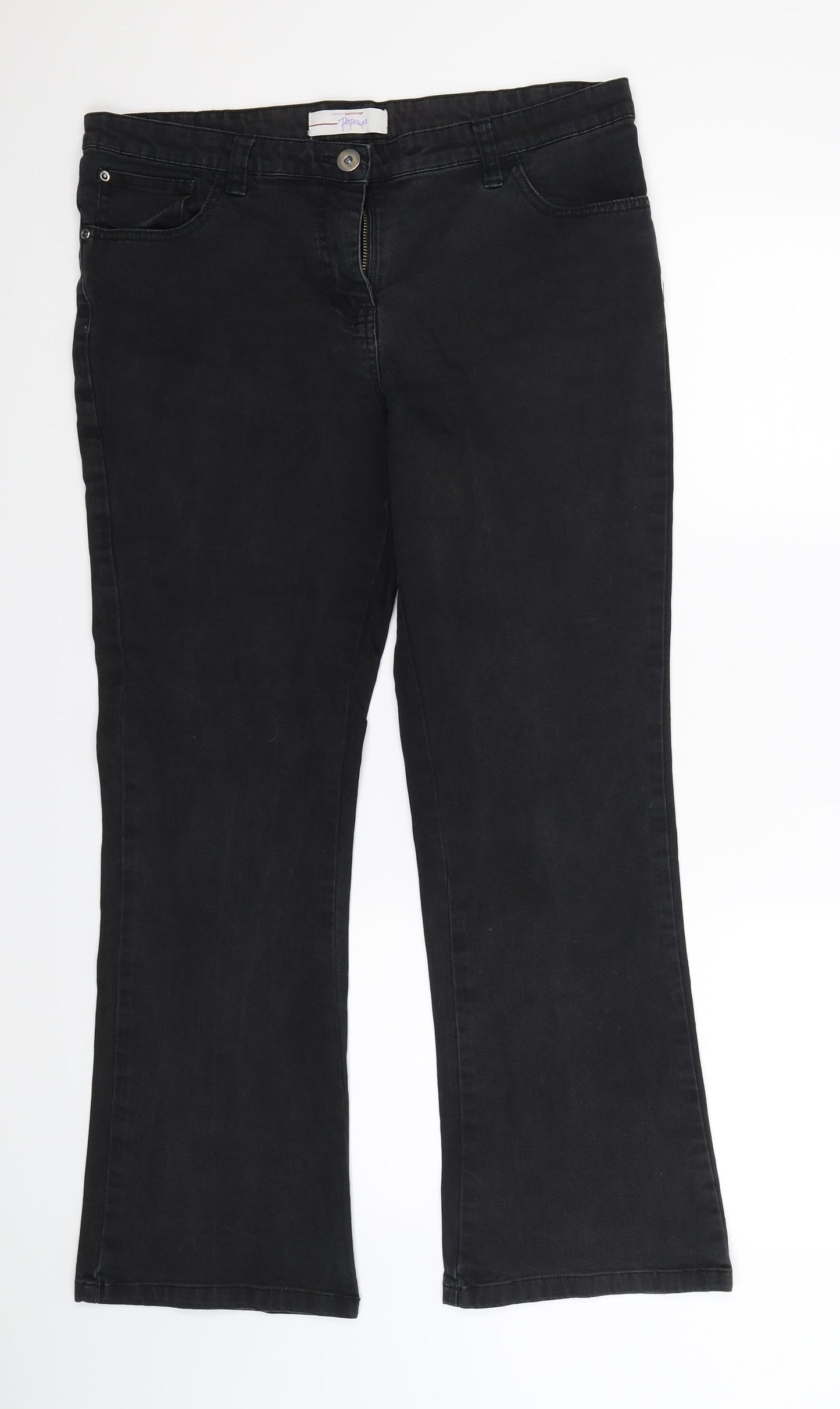 Papaya Womens Black  Denim Bootcut Jeans Size 14 L29 in