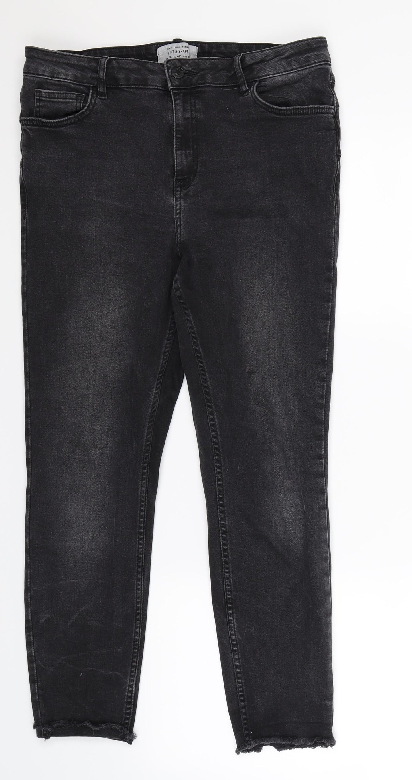 New Look Womens Black  Denim Cropped Jeans Size 14 L25 in