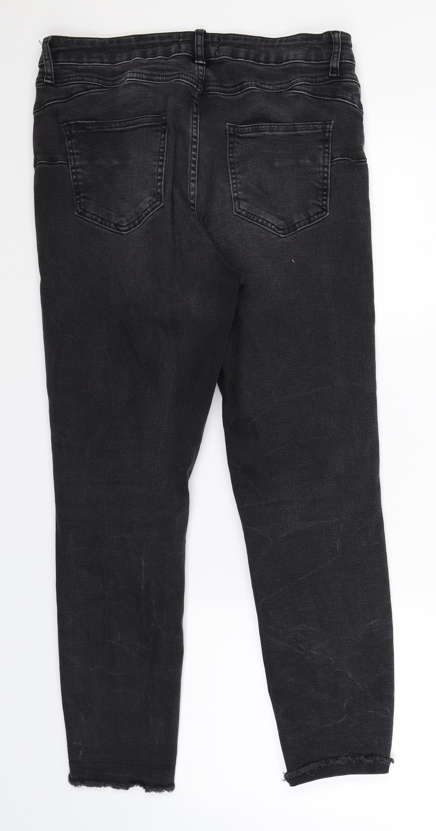 New Look Womens Black  Denim Cropped Jeans Size 14 L25 in