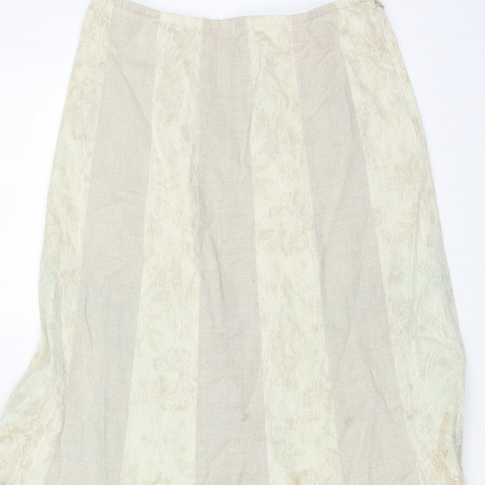 peruna Womens Beige Floral  Skater Skirt Size 10