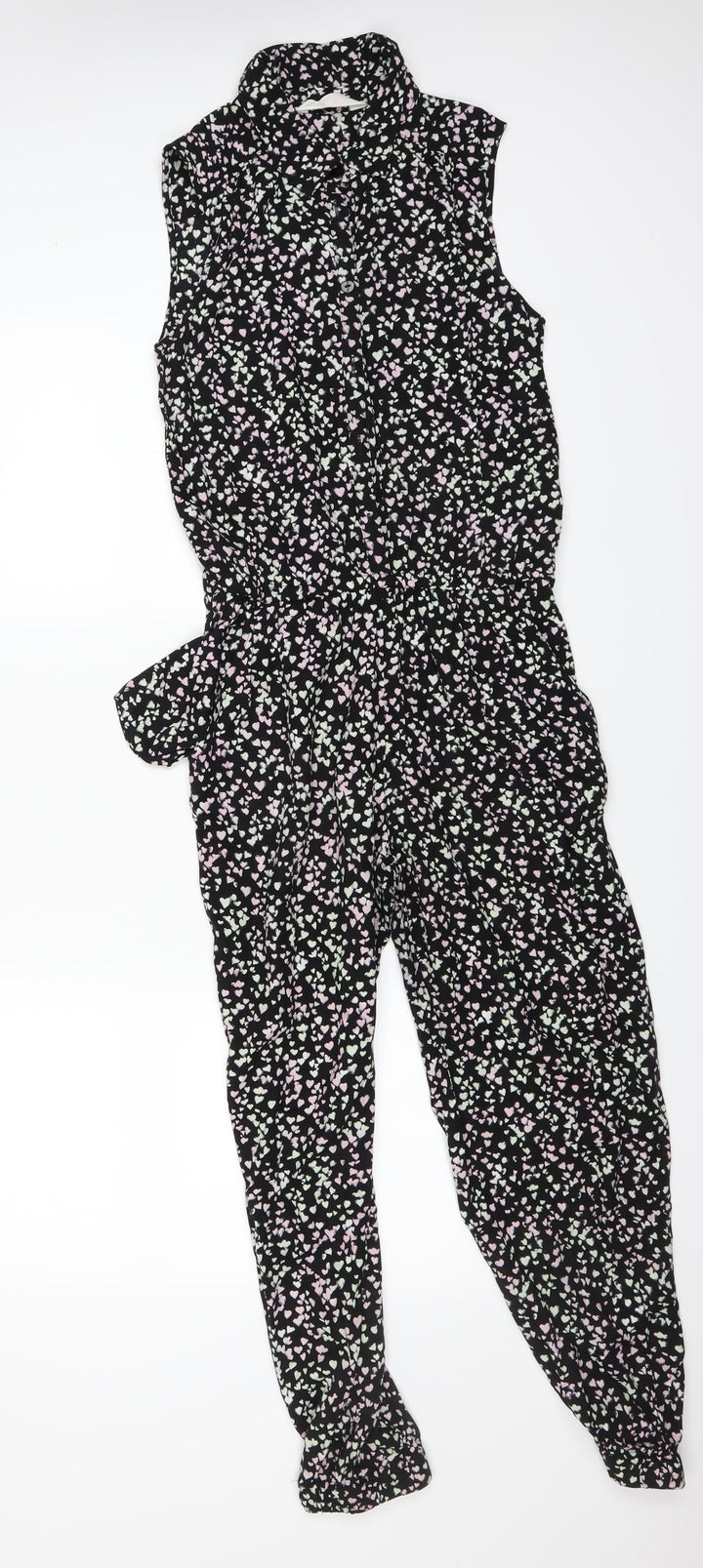 H&M Womens Black Floral Bodysuit One-Piece Size 38 L25 in