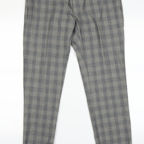 Marks and Spencer Womens Grey Check   Trousers Size 34 L28 in
