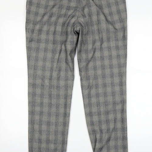 Marks and Spencer Womens Grey Check   Trousers Size 34 L28 in