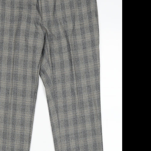 Marks and Spencer Womens Grey Check   Trousers Size 34 L28 in