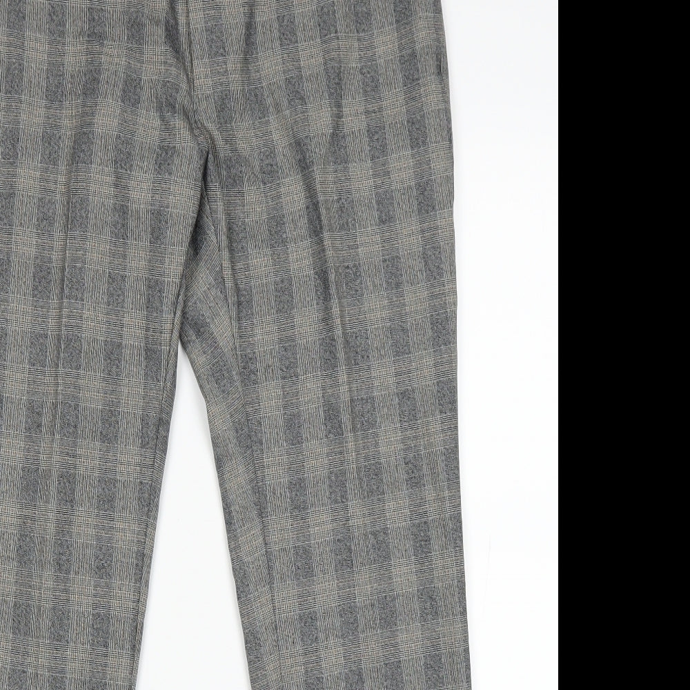 Marks and Spencer Womens Grey Check   Trousers Size 34 L28 in