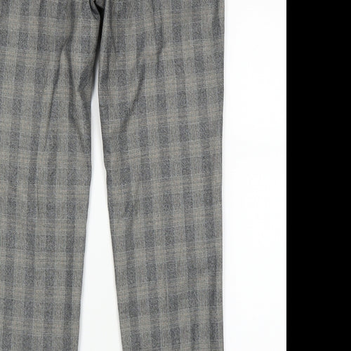 Marks and Spencer Womens Grey Check   Trousers Size 34 L28 in