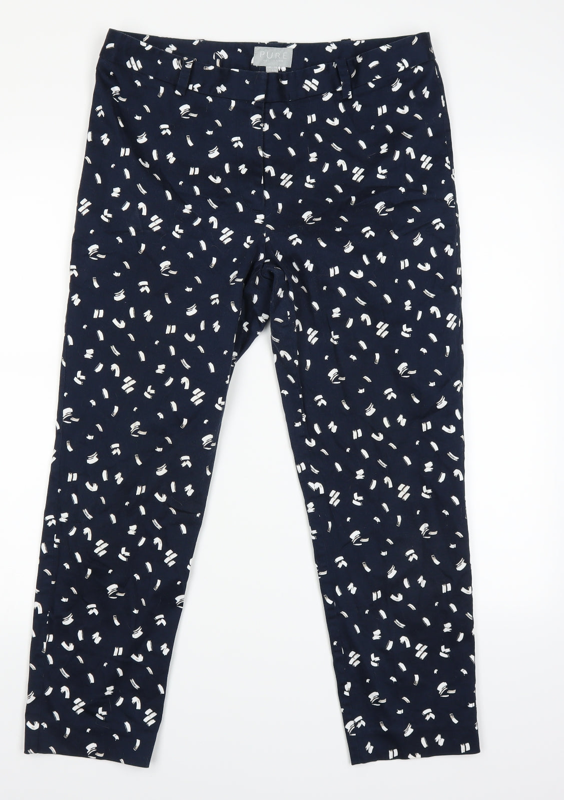 Pure Womens Blue Geometric  Trousers  Size 14 L23 in