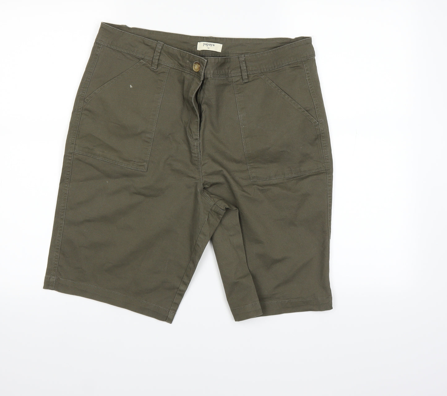 Papaya Womens Green   Chino Shorts Size 14