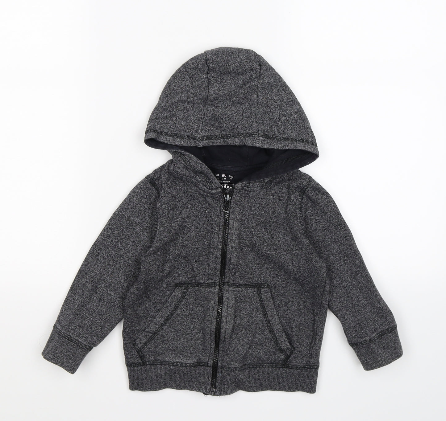 F&F Boys Grey  Jersey Full Zip Hoodie Size 2-3 Years