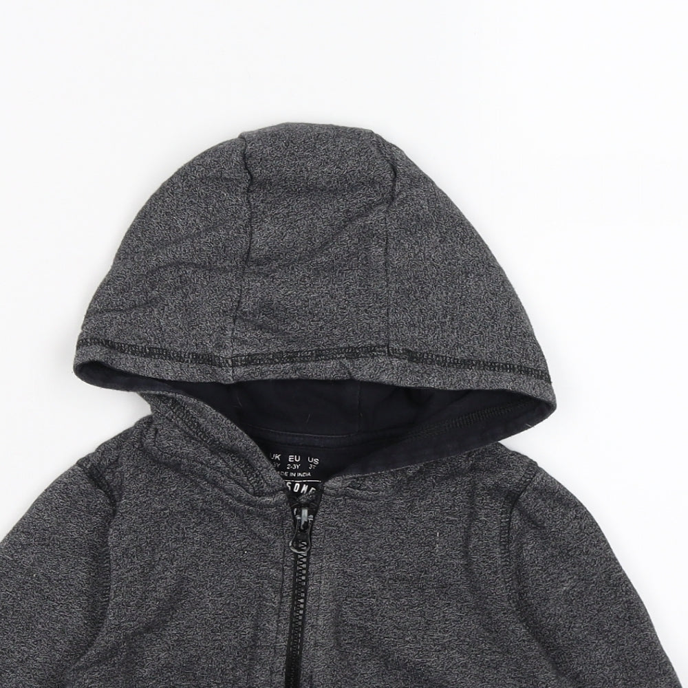 F&F Boys Grey  Jersey Full Zip Hoodie Size 2-3 Years
