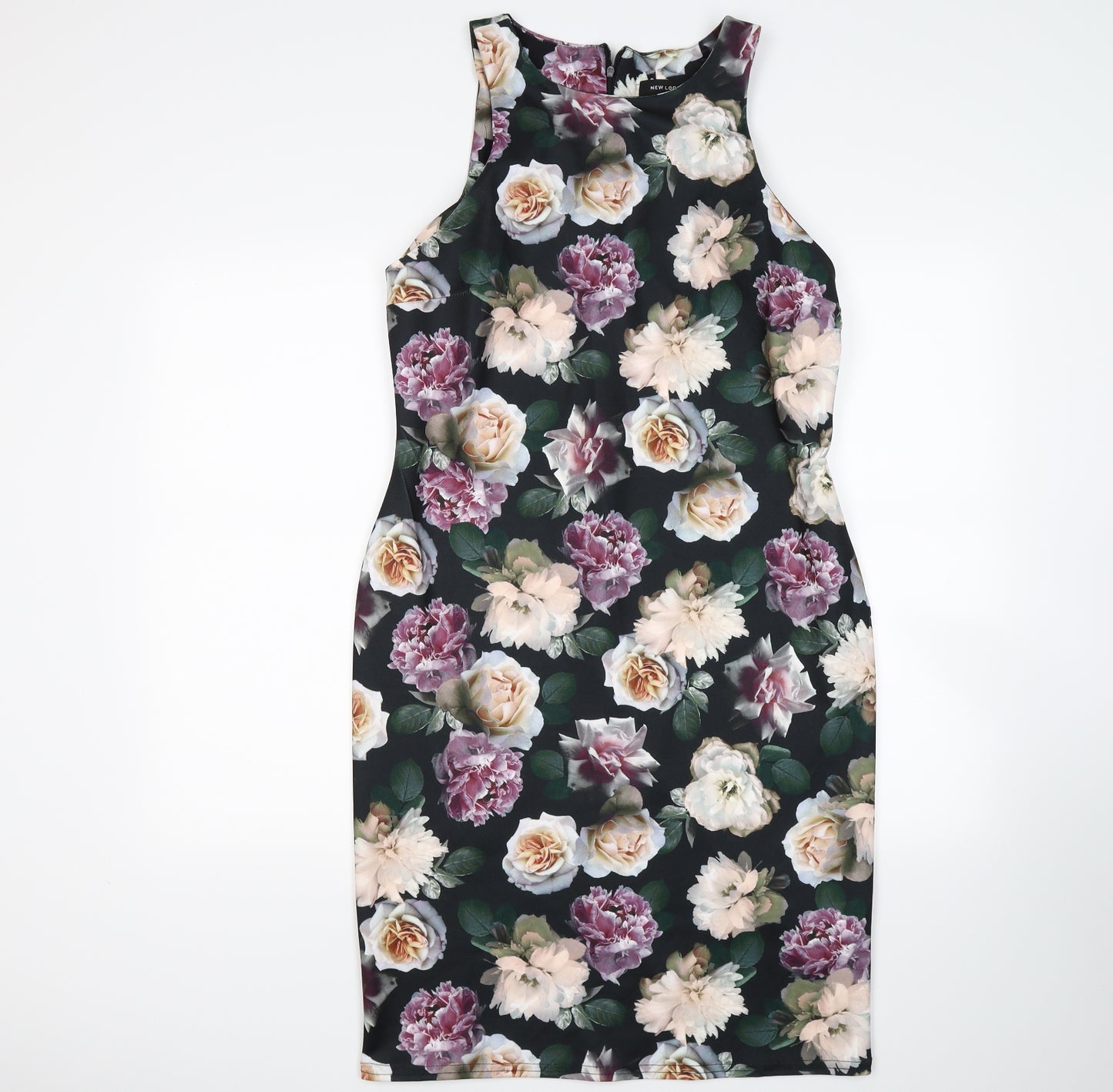 New Look Womens Black Floral Microfibre Bodycon  Size 18