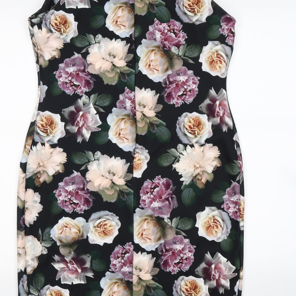 New Look Womens Black Floral Microfibre Bodycon  Size 18