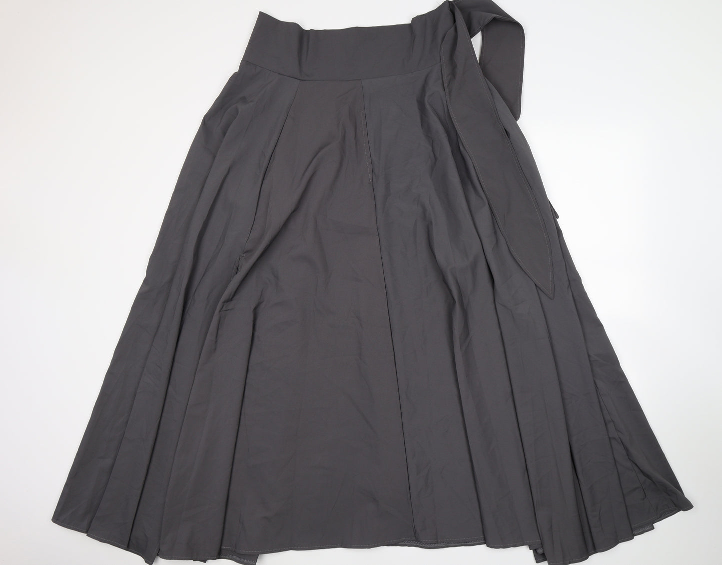 Preworn Womens Grey  Satin A-Line Skirt Size S