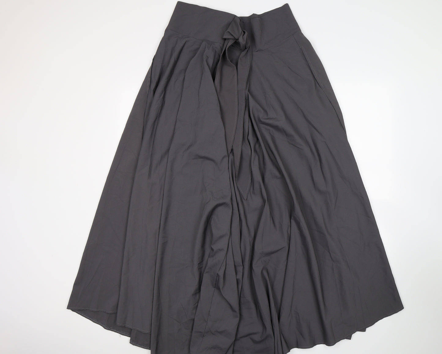 Preworn Womens Grey  Satin A-Line Skirt Size S