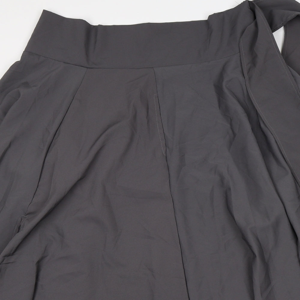 Preworn Womens Grey  Satin A-Line Skirt Size S