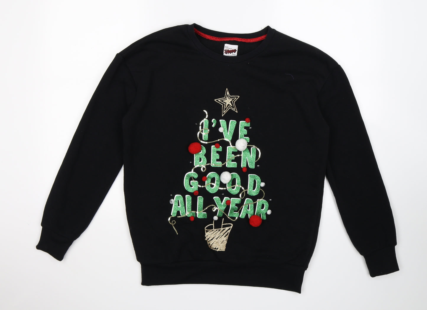George Womens Black  Jersey Pullover Jumper Size S  - christmas novelty
