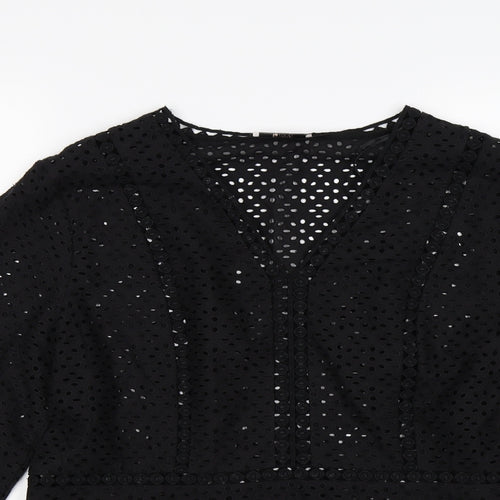 TU Womens Black  Crochet Basic Blouse Size 12