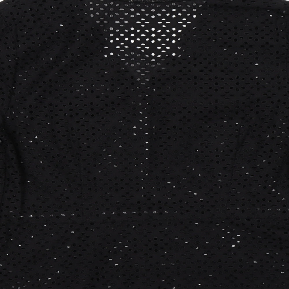 TU Womens Black  Crochet Basic Blouse Size 12
