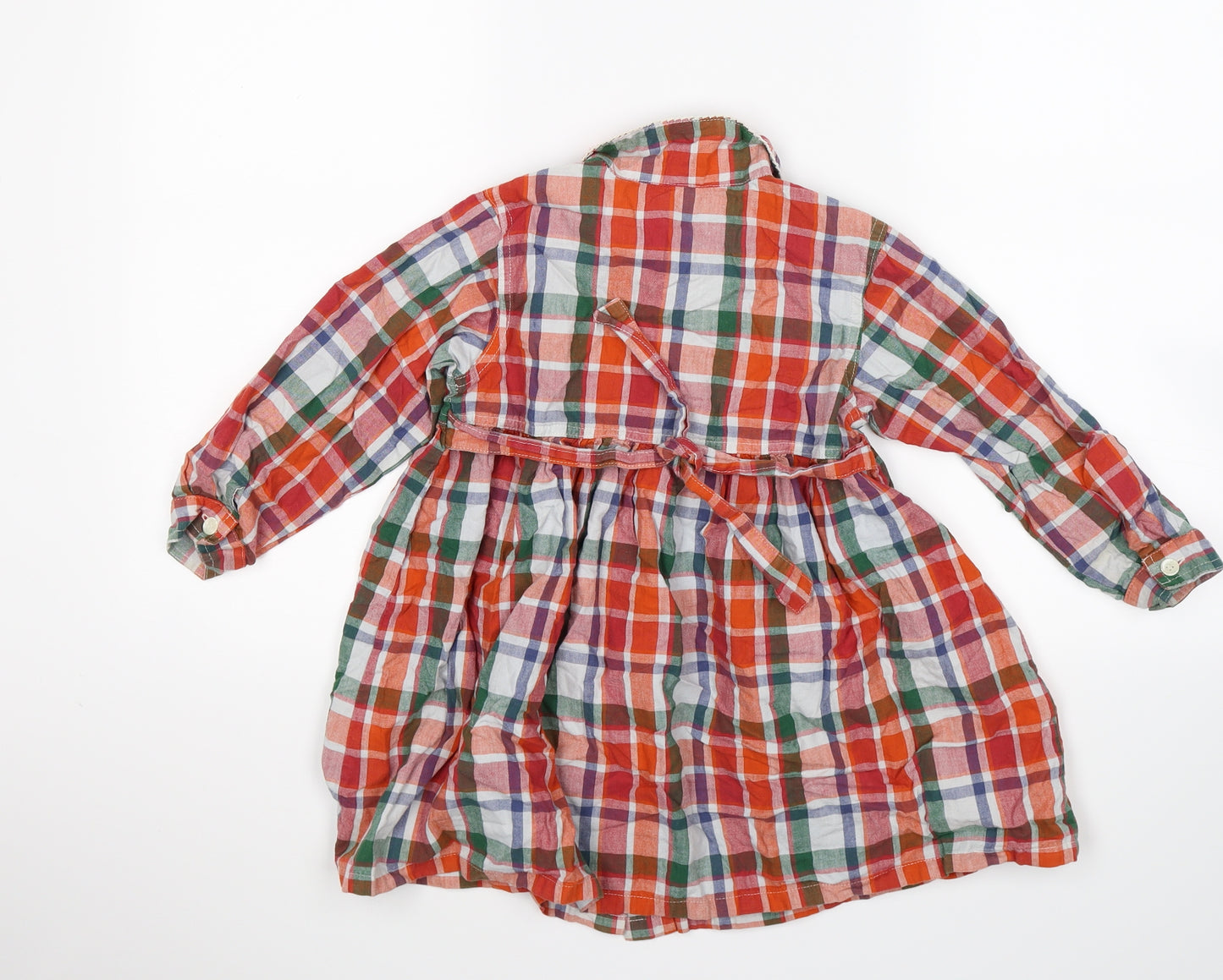 Adams Girls Orange Check  Shift  Size 2-3 Years