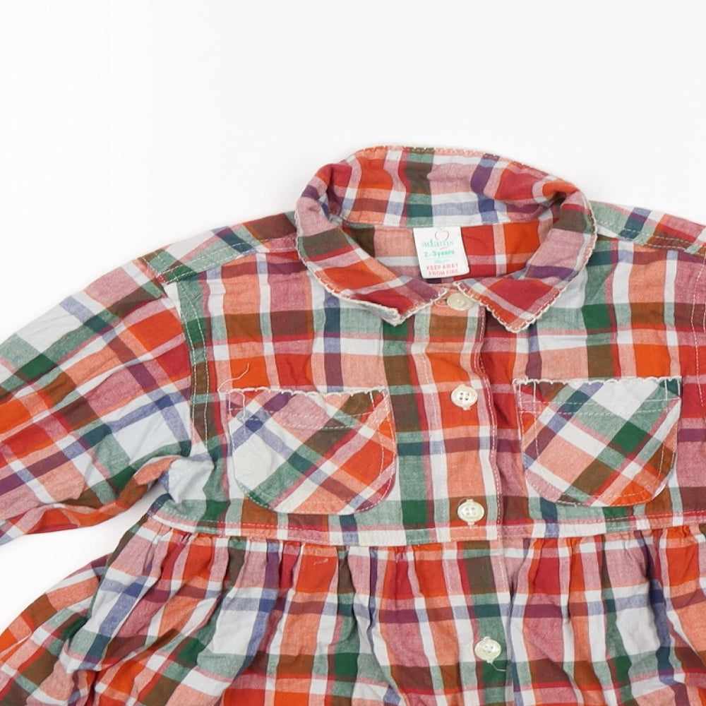 Adams Girls Orange Check  Shift  Size 2-3 Years