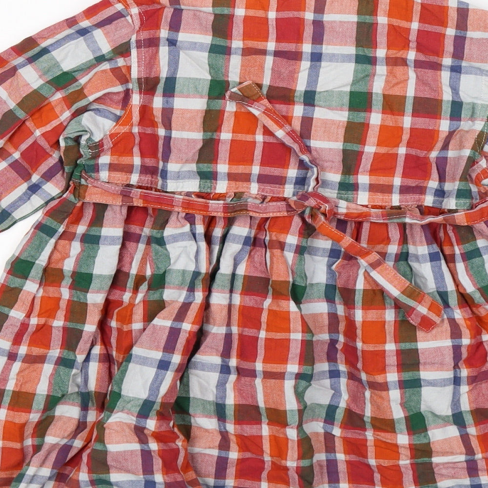 Adams Girls Orange Check  Shift  Size 2-3 Years