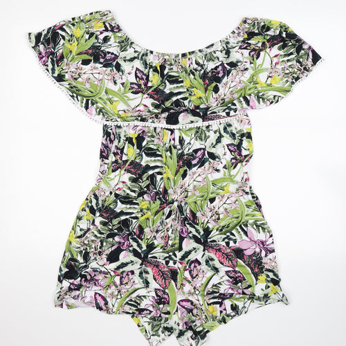 NEXT Womens White Flecked  Playsuit One-Piece Size 12  - beahcwear