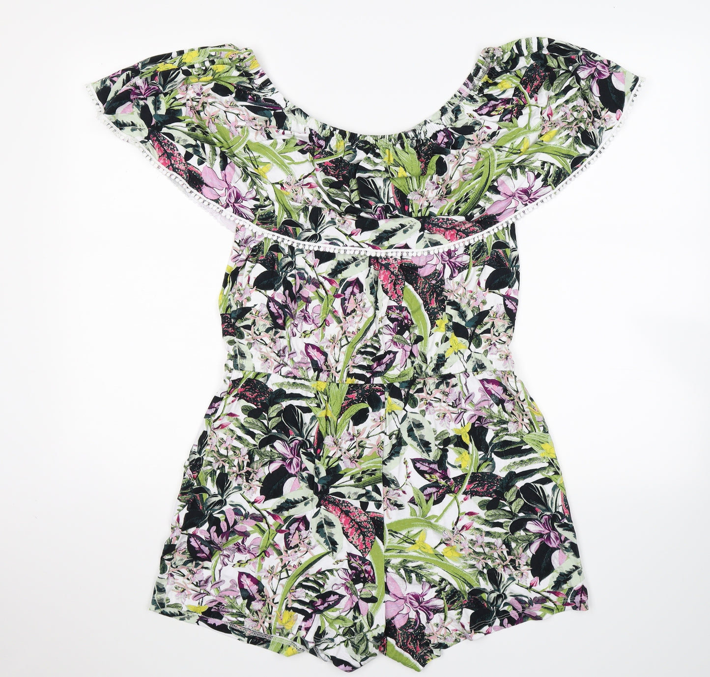 NEXT Womens White Flecked  Playsuit One-Piece Size 12  - beahcwear
