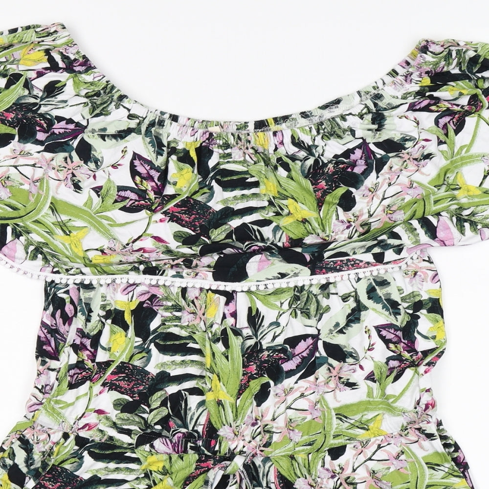 NEXT Womens White Flecked  Playsuit One-Piece Size 12  - beahcwear