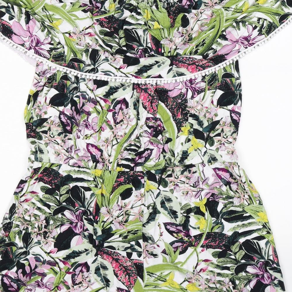 NEXT Womens White Flecked  Playsuit One-Piece Size 12  - beahcwear