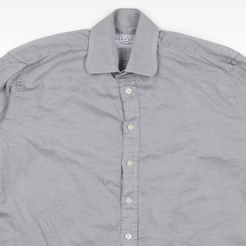 Charles Tyrwhitt Mens Grey Herringbone   Dress Shirt Size 15