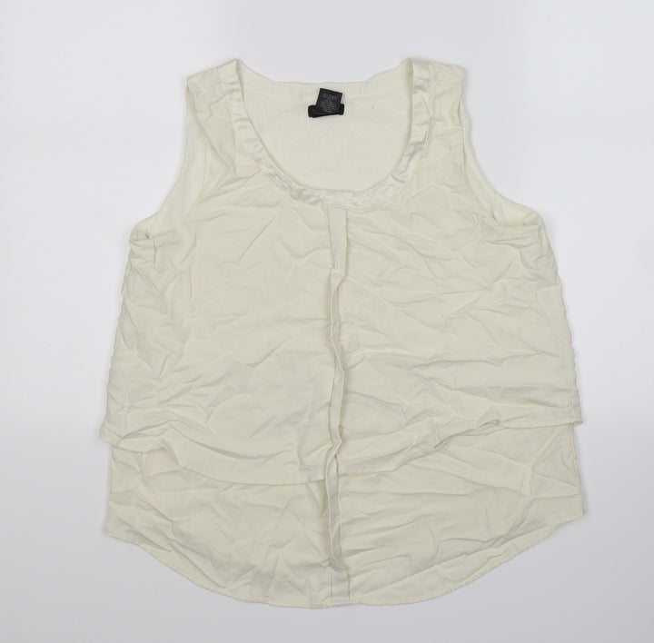 Ann Taylor Womens Ivory Satin Tunic T-Shirt Size XS