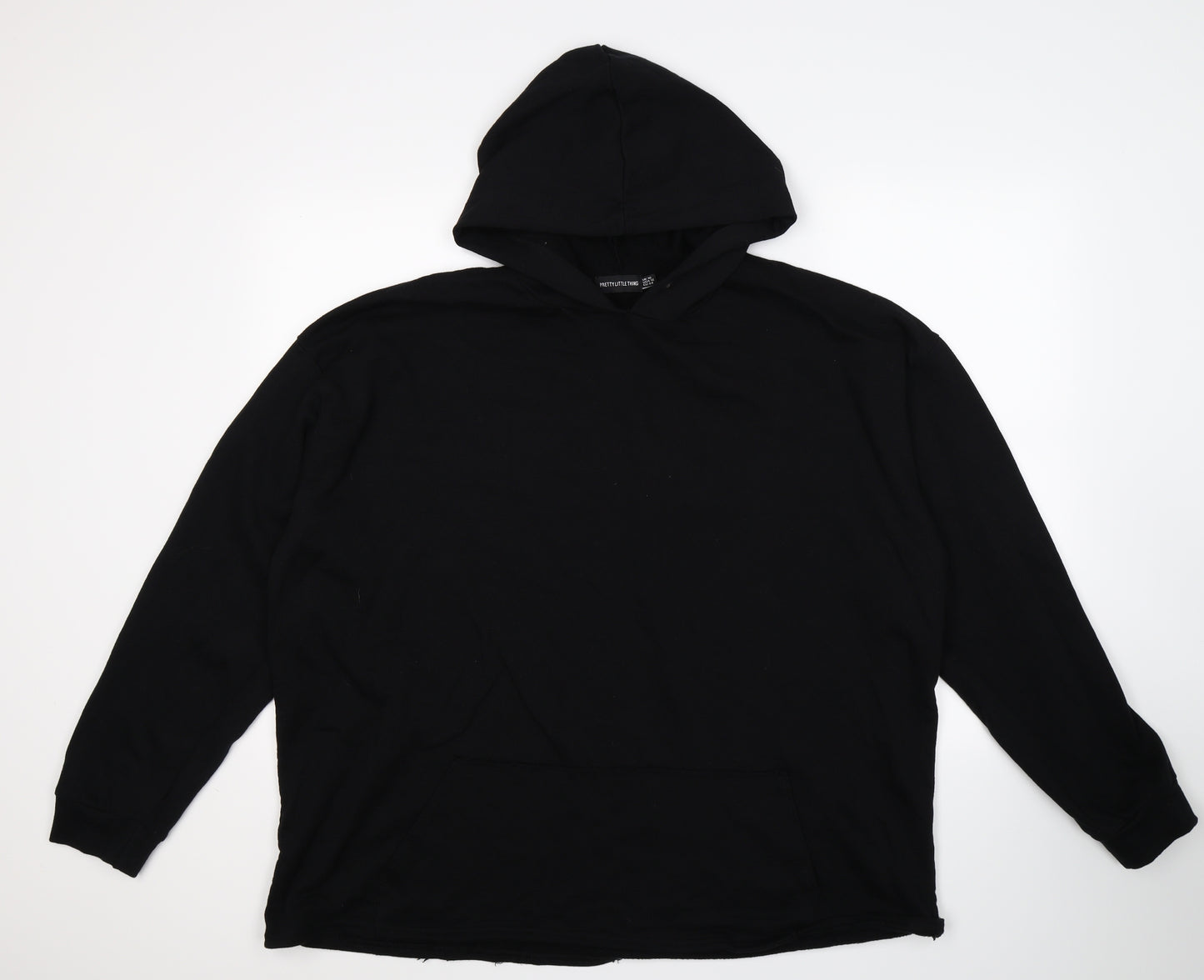 Pretty little thing Womens Black  Jersey Pullover Hoodie Size 16  - oversized