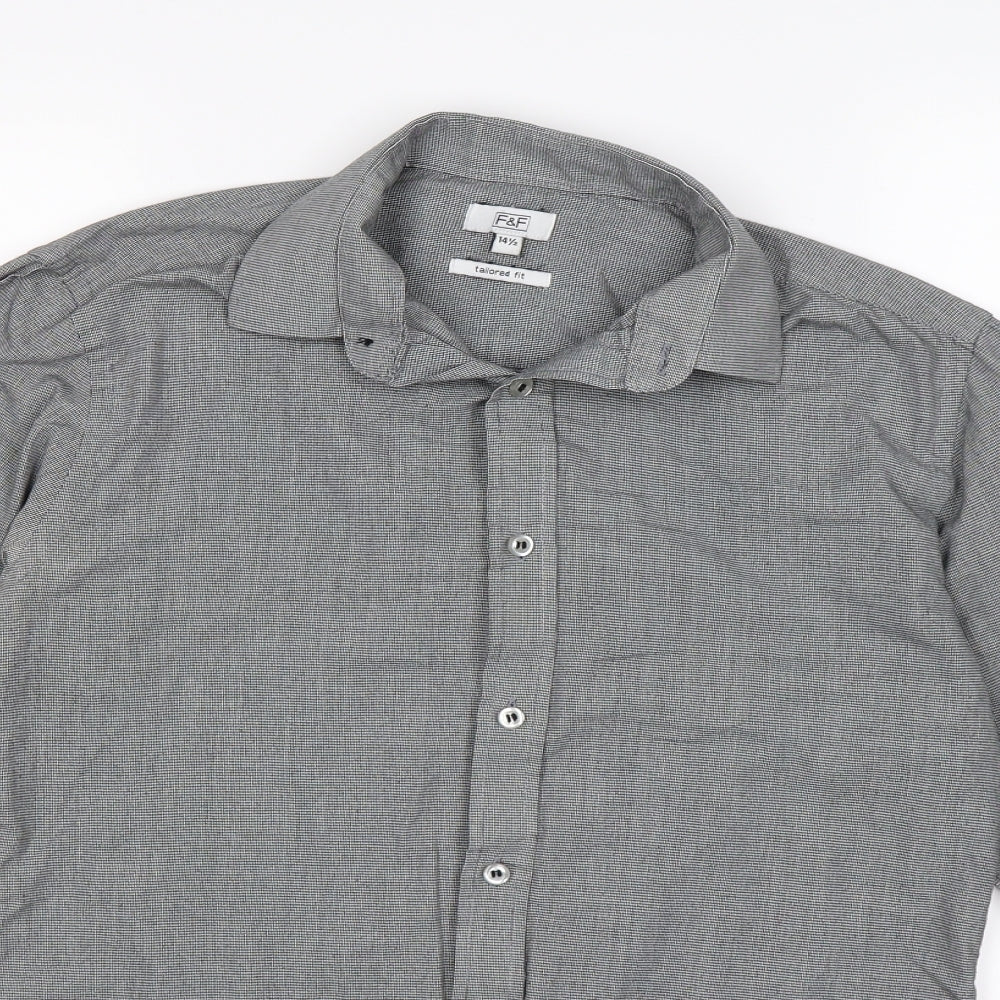 F&F Mens Grey Check   Dress Shirt Size 14.5  - tailored