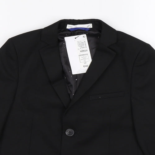 Marks and Spencer Boys Black   Jacket Blazer Size 7-8 Years  - RRP £40. School