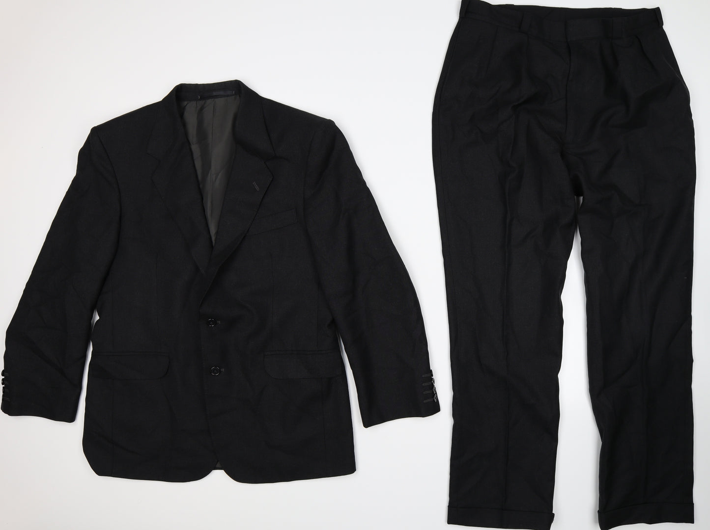 Preworn Mens Black   2 Piece Suit Size 40 L29 in