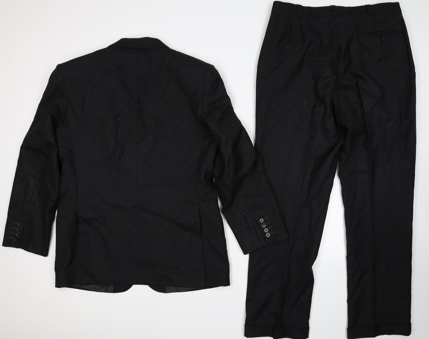 Preworn Mens Black   2 Piece Suit Size 40 L29 in