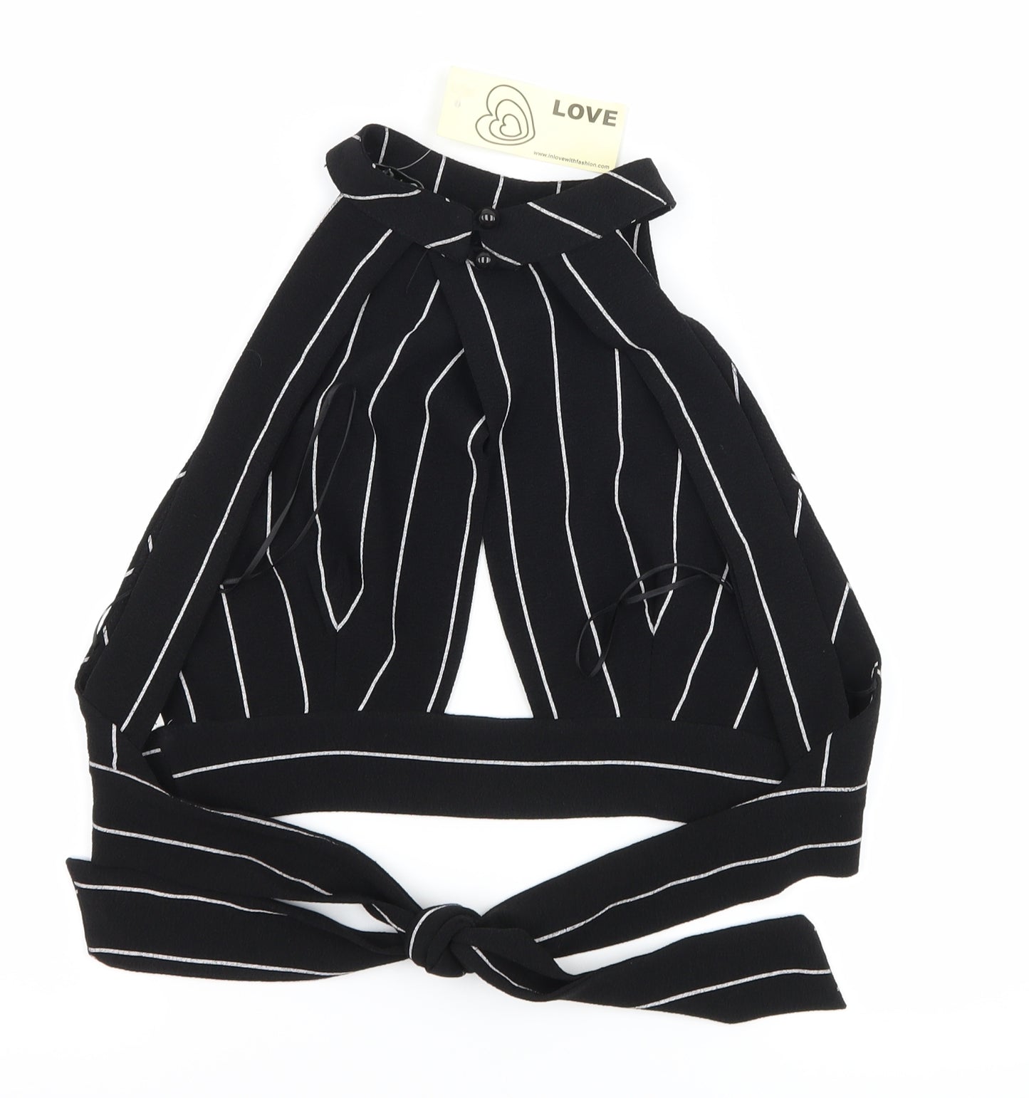 Love Womens Black Striped  Cropped Tank Size S  - Bralette