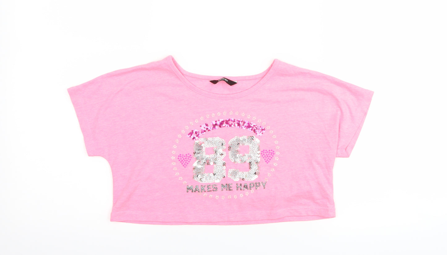 George Girls Pink   Cropped T-Shirt Size 7-8 Years  - graphic