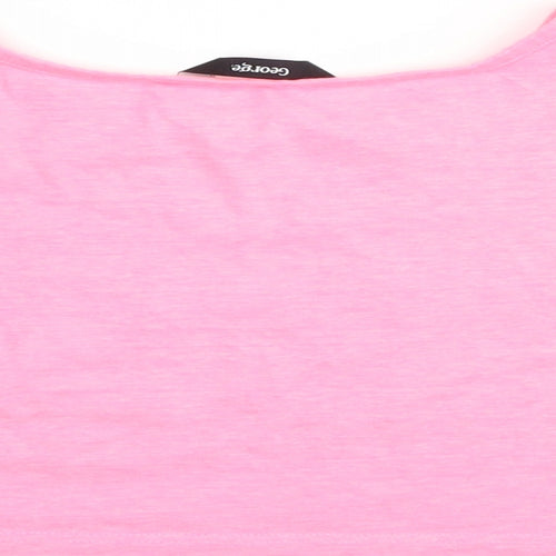 George Girls Pink   Cropped T-Shirt Size 7-8 Years  - graphic