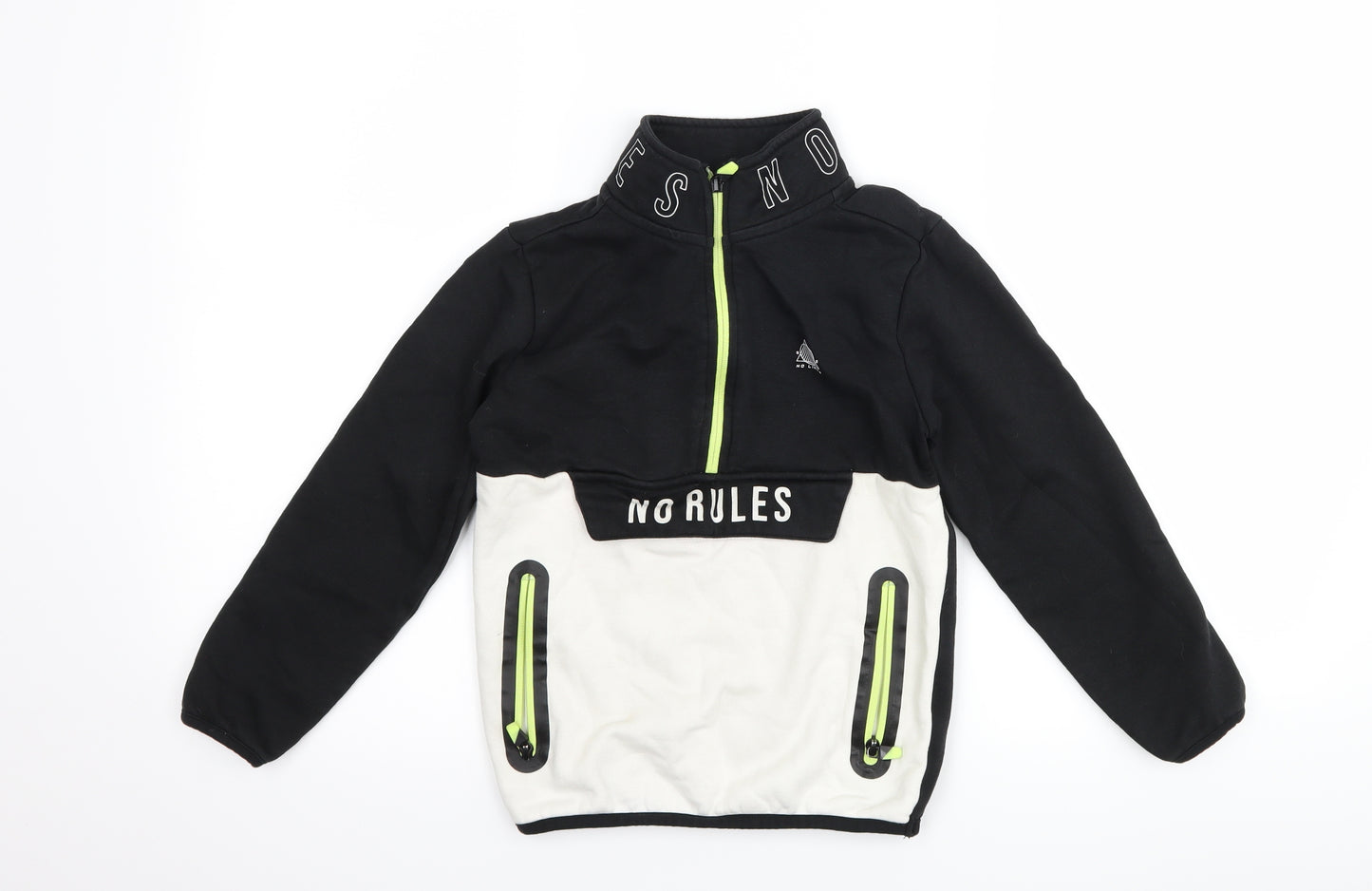 George Boys Black   Henley Sweatshirt Size 6-7 Years  - slogan