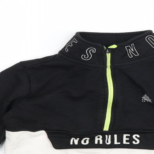 George Boys Black   Henley Sweatshirt Size 6-7 Years  - slogan