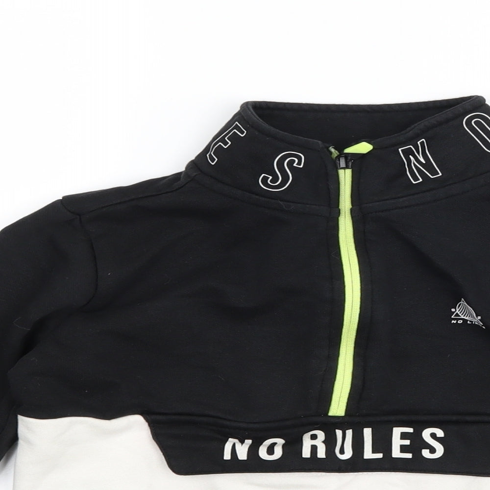 George Boys Black   Henley Sweatshirt Size 6-7 Years  - slogan