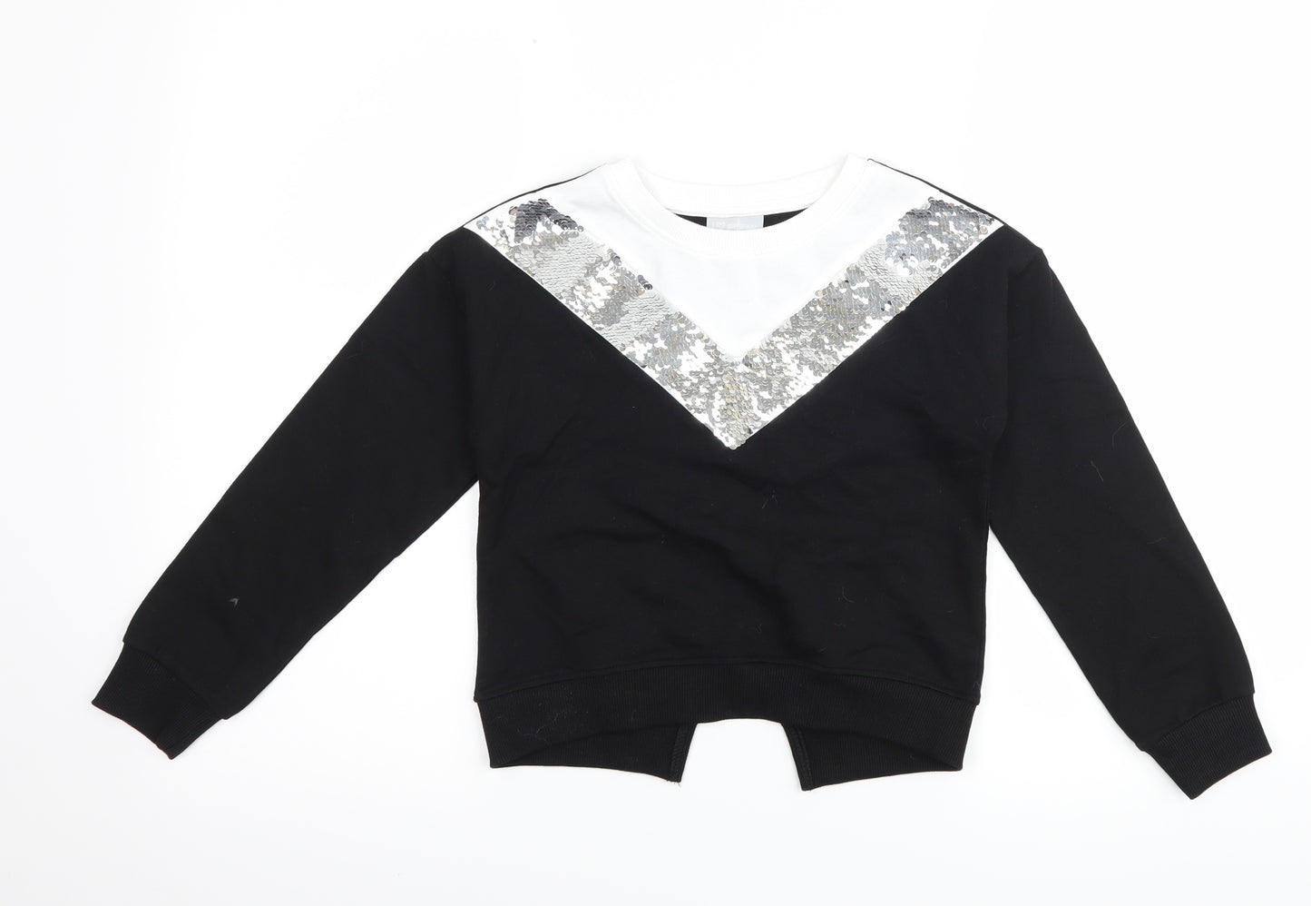 Matalan Girls Black Striped  Pullover Sweatshirt Size 8 Years