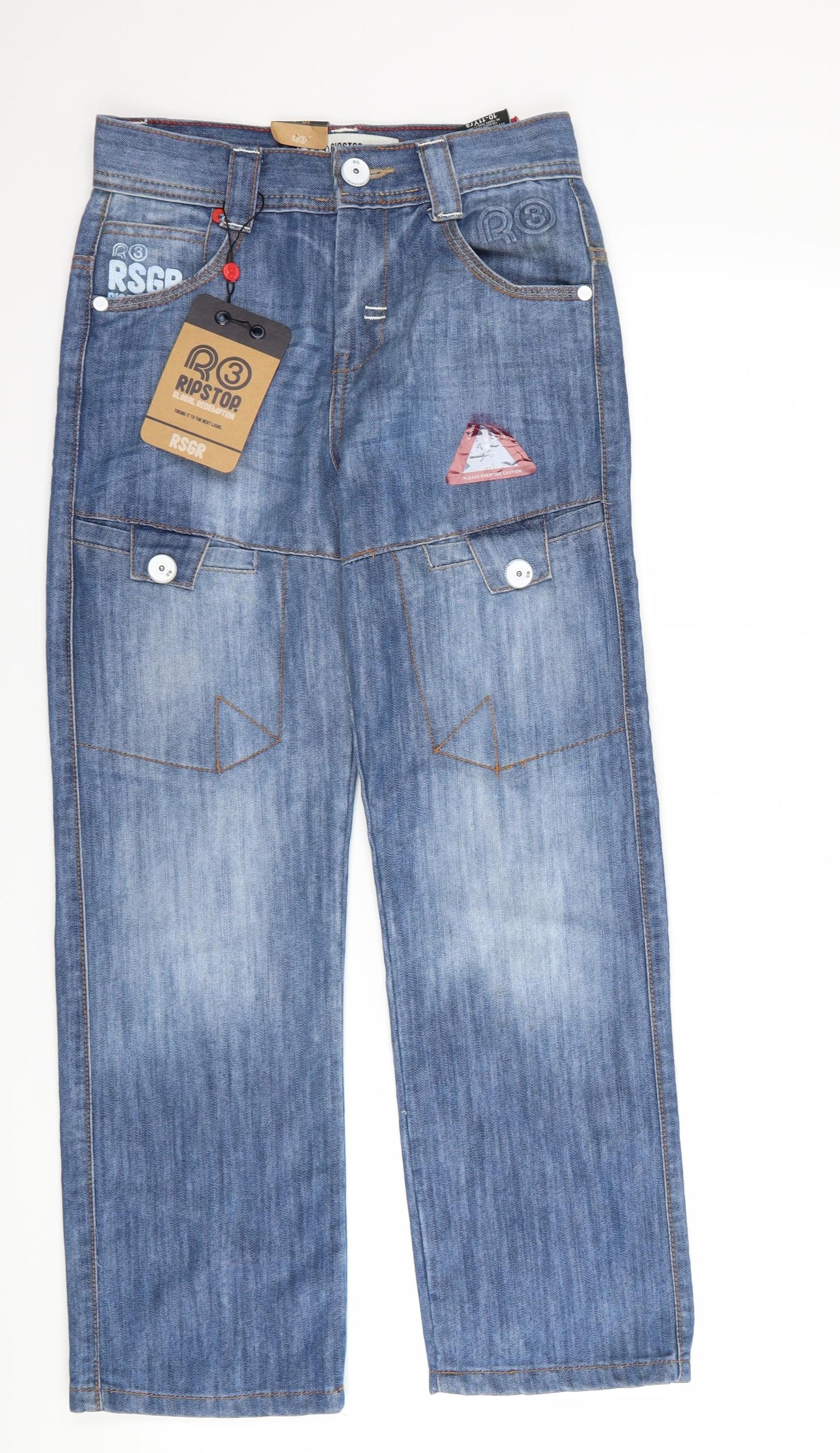 Ripstop Boys Blue  Denim Straight Jeans Size 10-11 Years