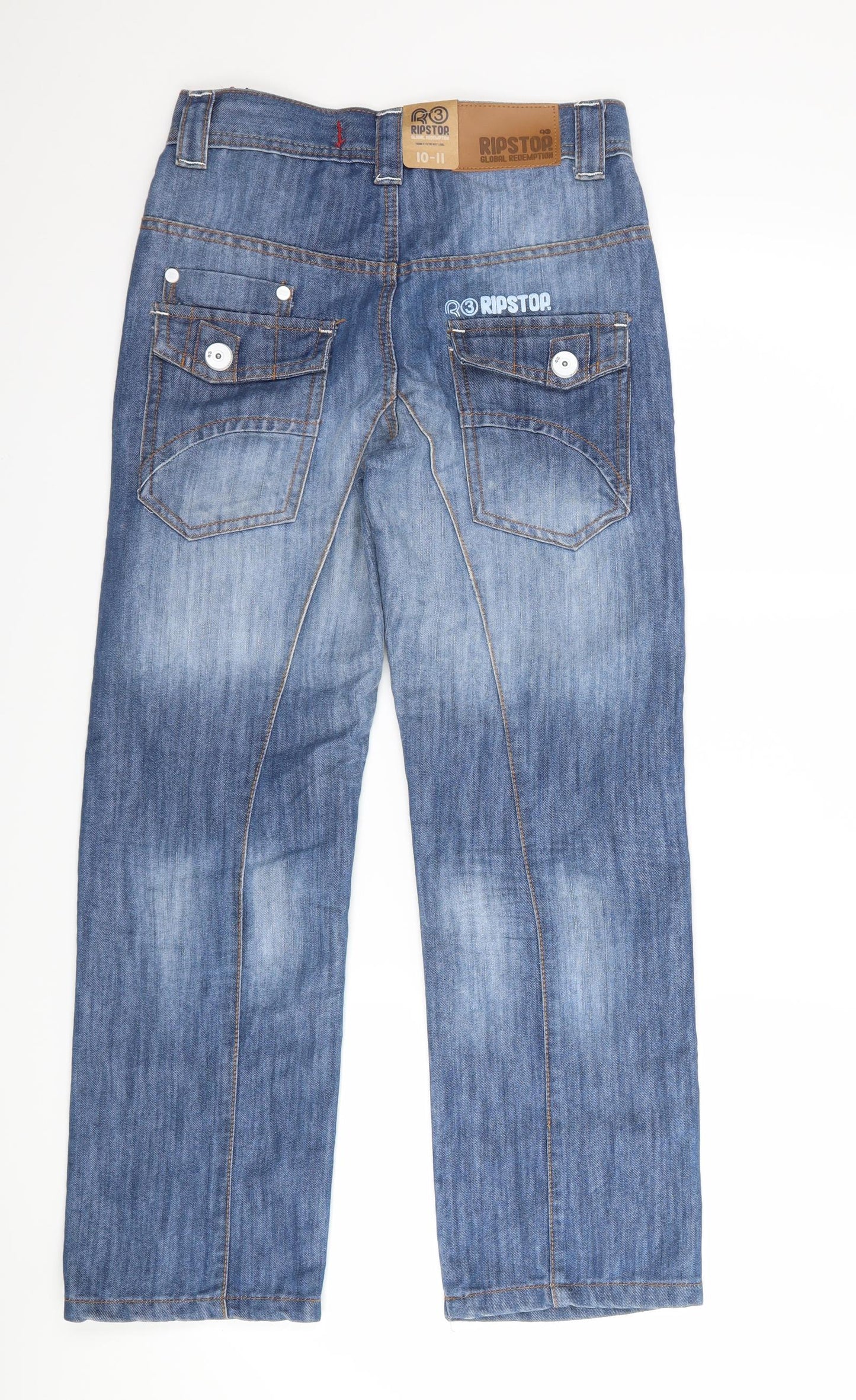 Ripstop Boys Blue  Denim Straight Jeans Size 10-11 Years
