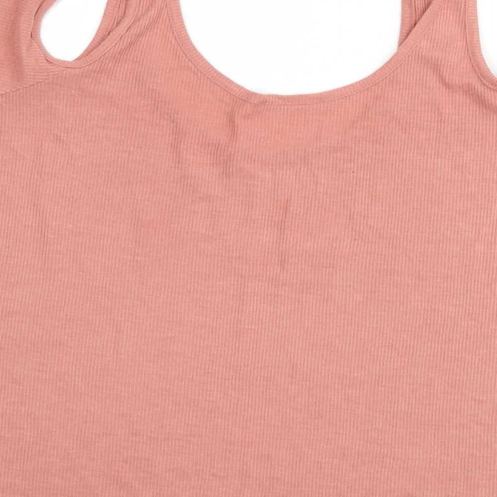 New Look Womens Pink   Basic T-Shirt Size 16  - graphic cut out shoulders
