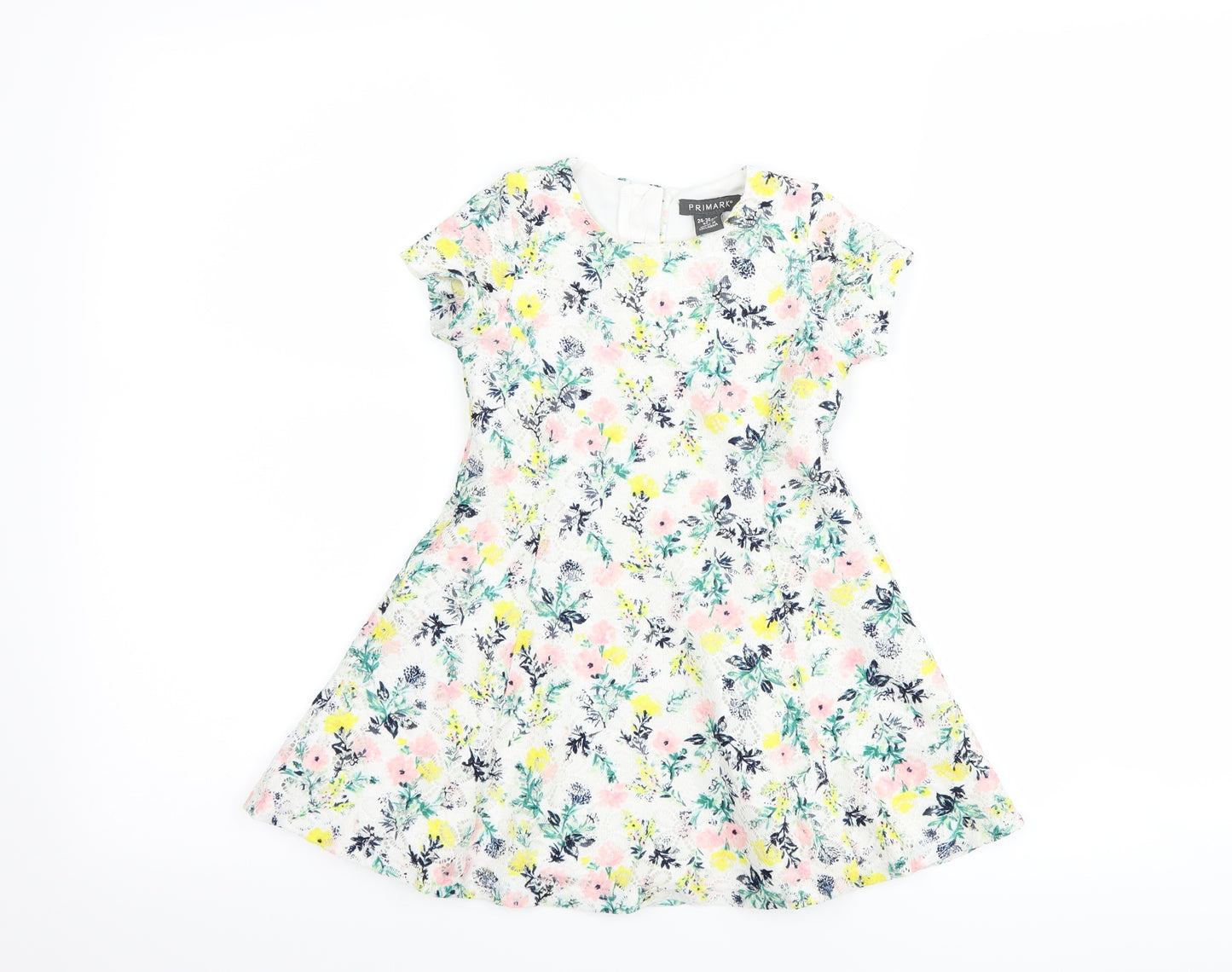 Primark Girls White Floral  A-Line  Size 2-3 Years