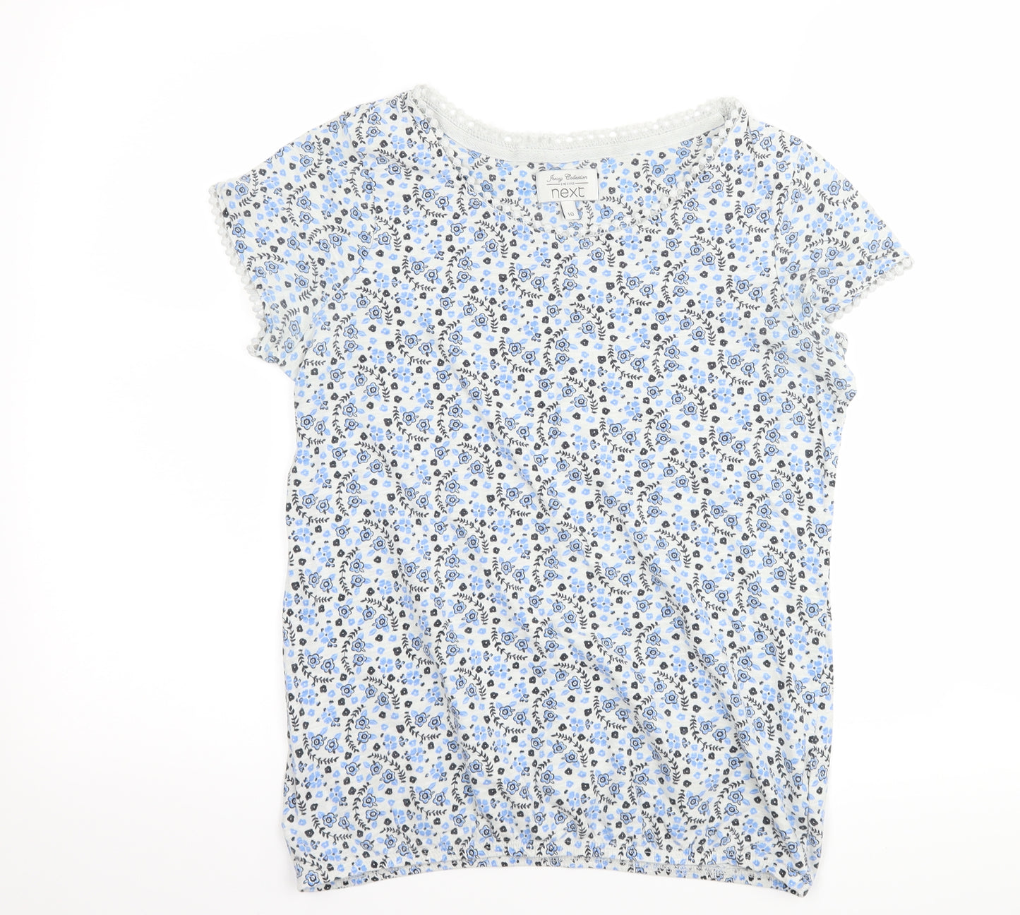 NEXT Womens White Floral  Basic T-Shirt Size 10
