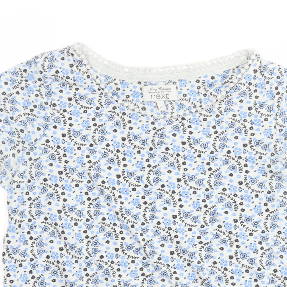 NEXT Womens White Floral  Basic T-Shirt Size 10
