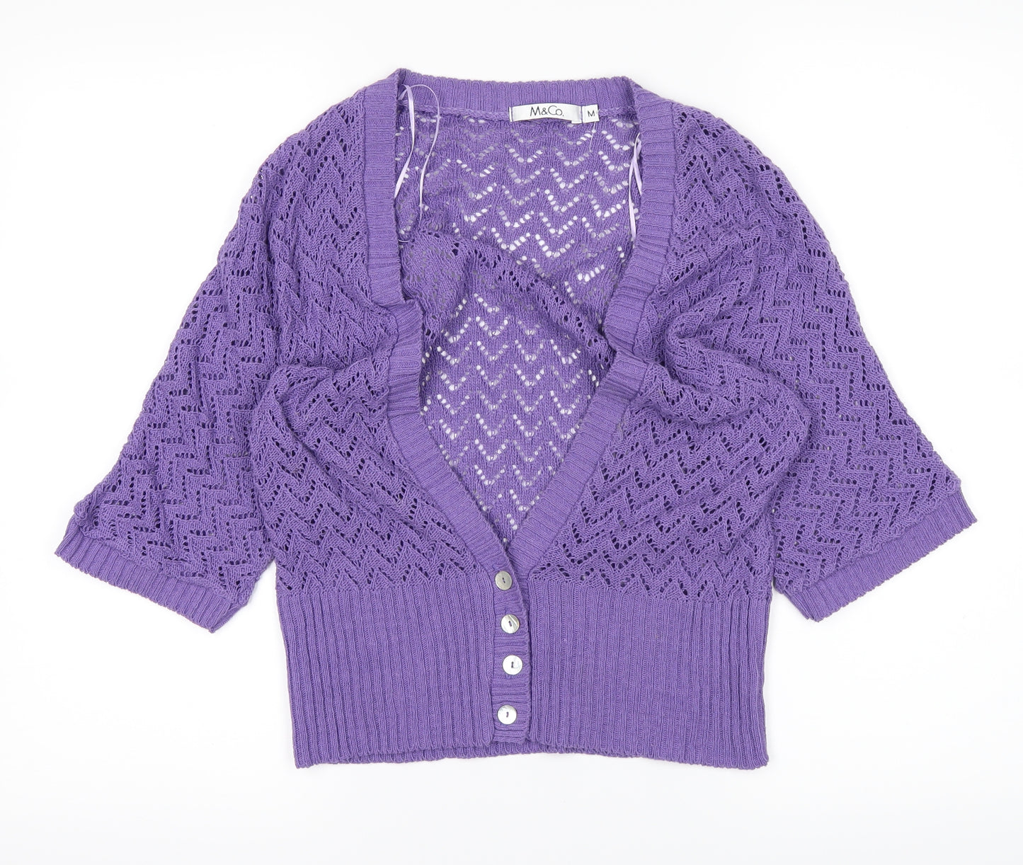 M&Co Womens Purple   Cardigan Jumper Size M